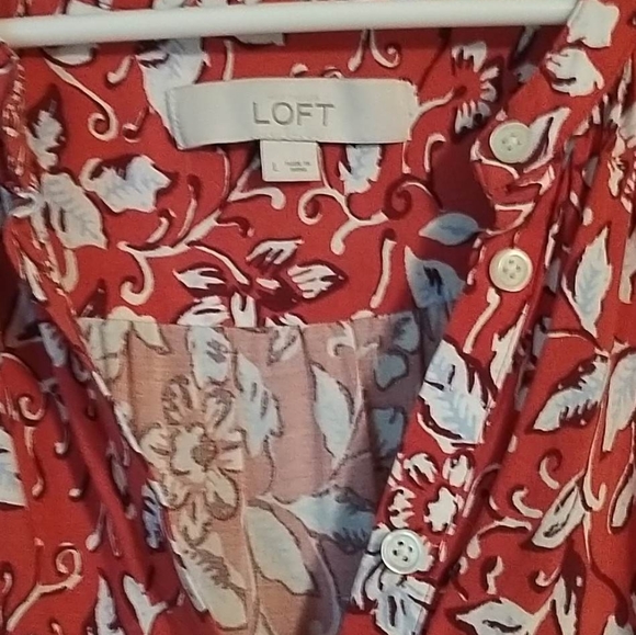 LOFT partial button up dress, or can wear as a long blouse. - Picture 6 of 6